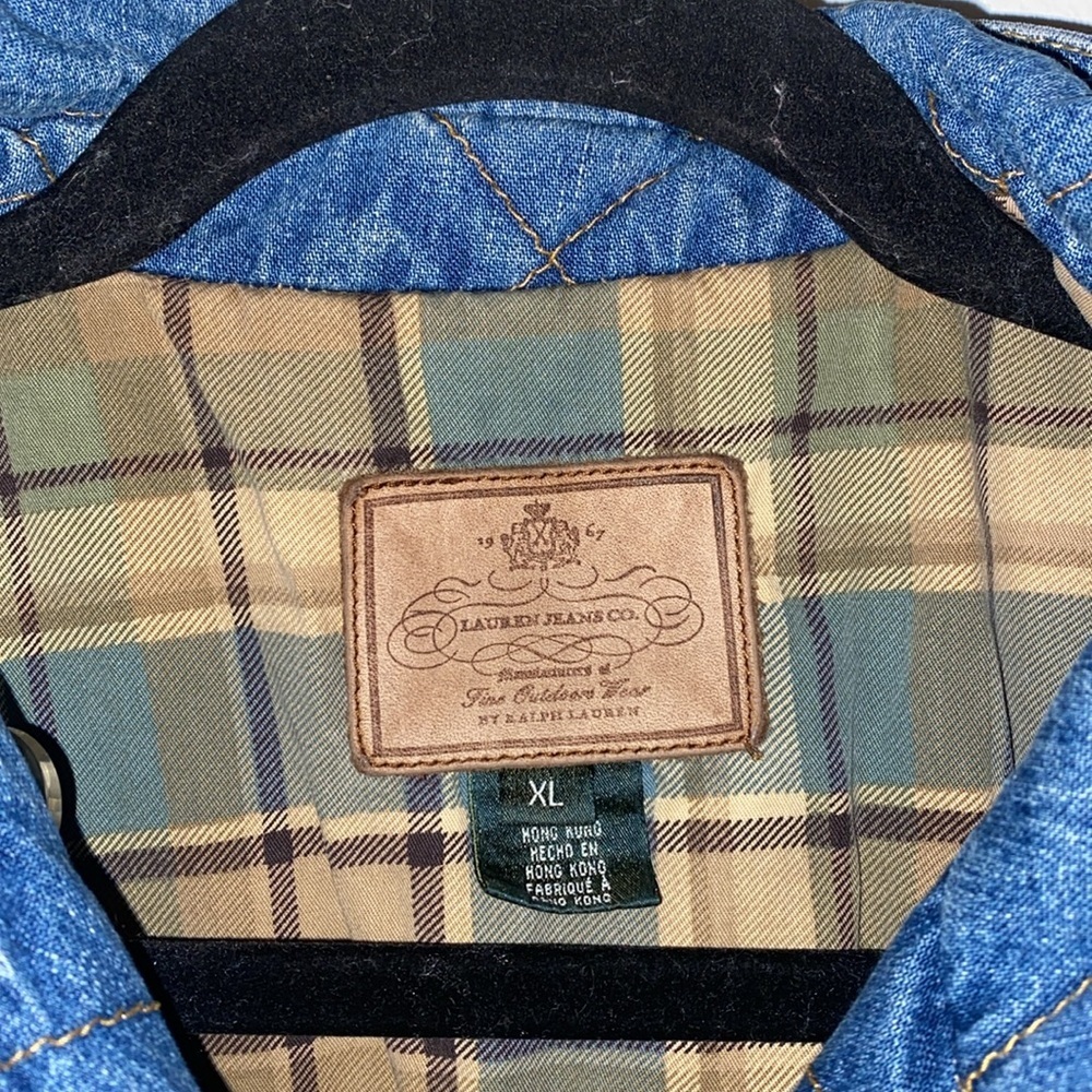 Lauren Jeans Co by Ralph Lauren Quilted Denim Jacket - Double Breasted sz XL - Picture 2 of 11